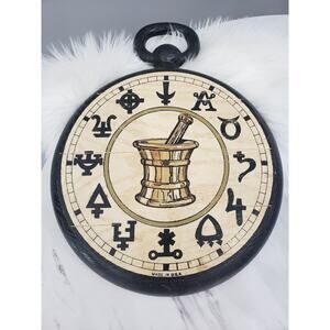 Vintage 1960s KLEIN Pharmacy RX Alchemy Symbols Brass Clock With Dome‎ Glass